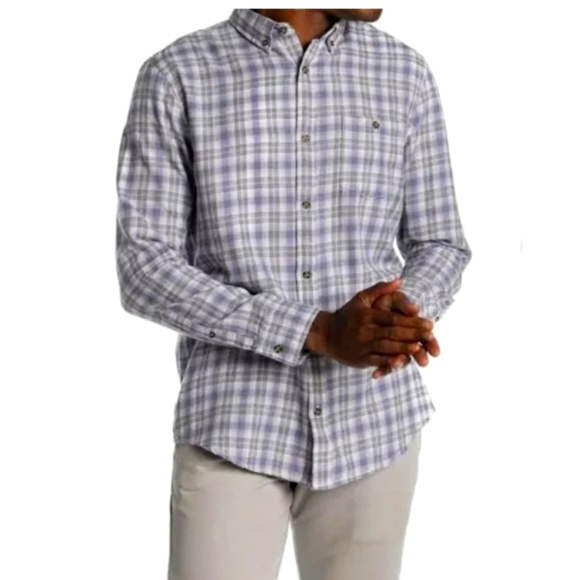 NWOT WALLIN & Bros Small Cotton Button Down Casual Shirt Blue Gray Small - Picture 1 of 4